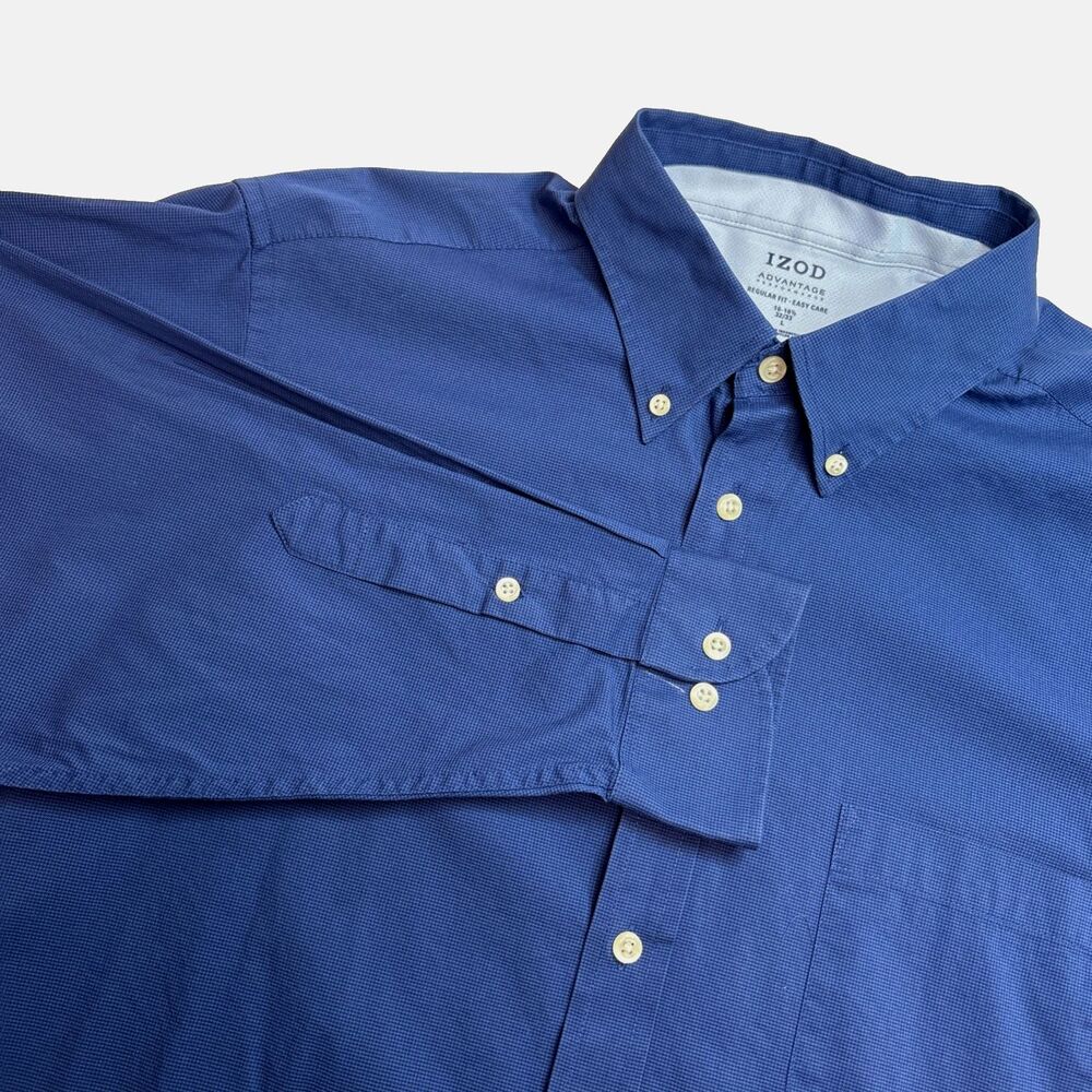 Izod Advantage Blue Long Sleeve Button Up Shirt Men's Large 16-16 1/2